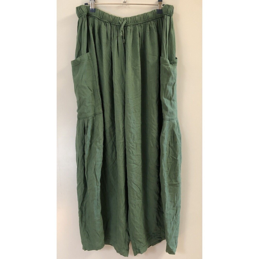 Free People Quinn Pants Pull On Harem Wide Leg Green Large L - Picture 2 of 10